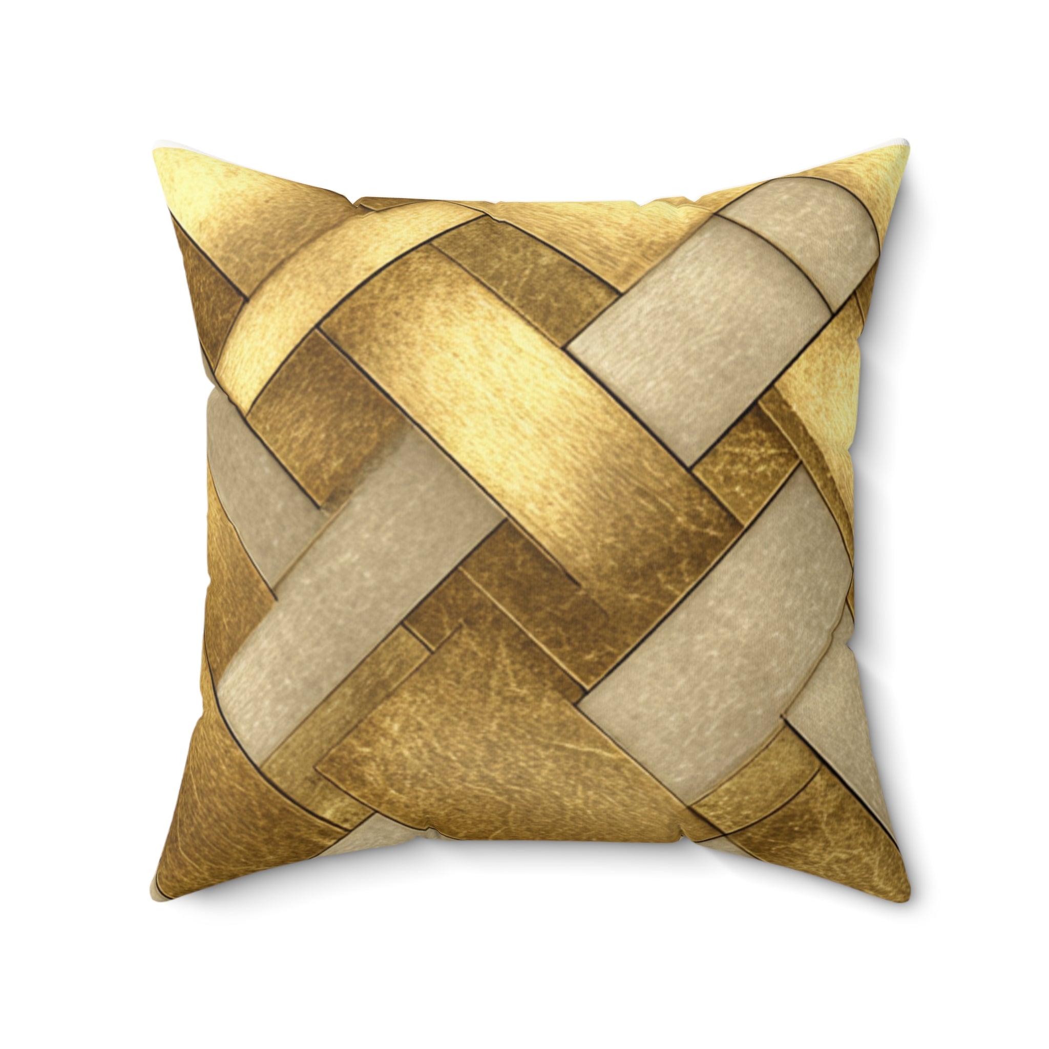 Gold Woven Lattice Celtic Knot Faux Suede Pillow
