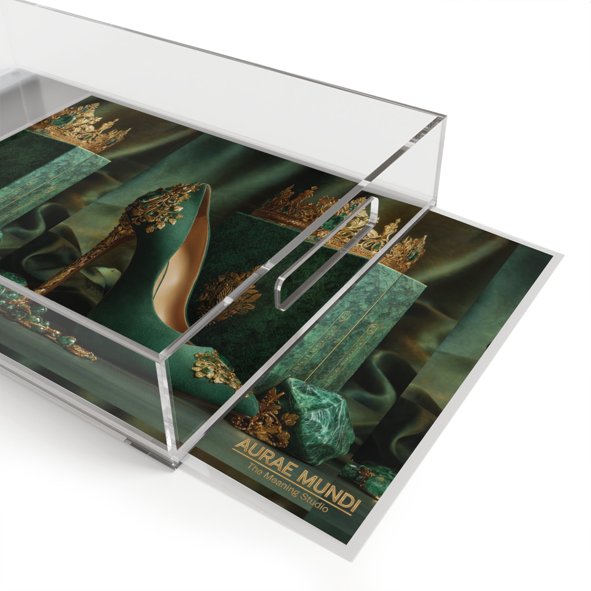 Emerald Crown Heels Acrylic Serving Tray — Luxe Bar & Vanity Decor