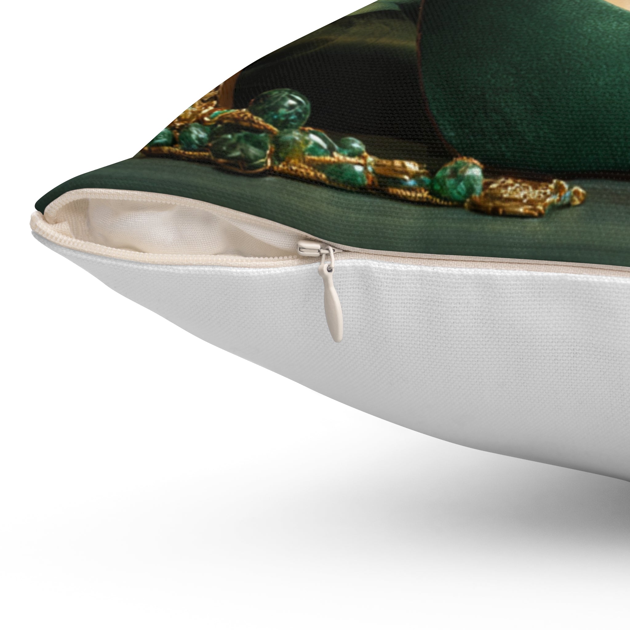 Emerald Heirloom Decorative Pillow — Lux Velvet Stiletto & Crown Accent