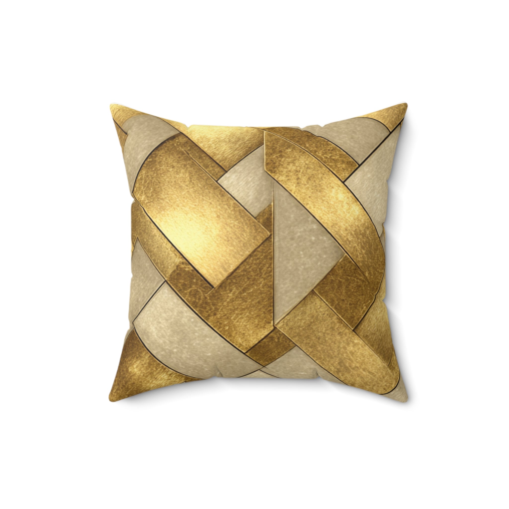 Gold Woven Lattice Celtic Knot Faux Suede Pillow