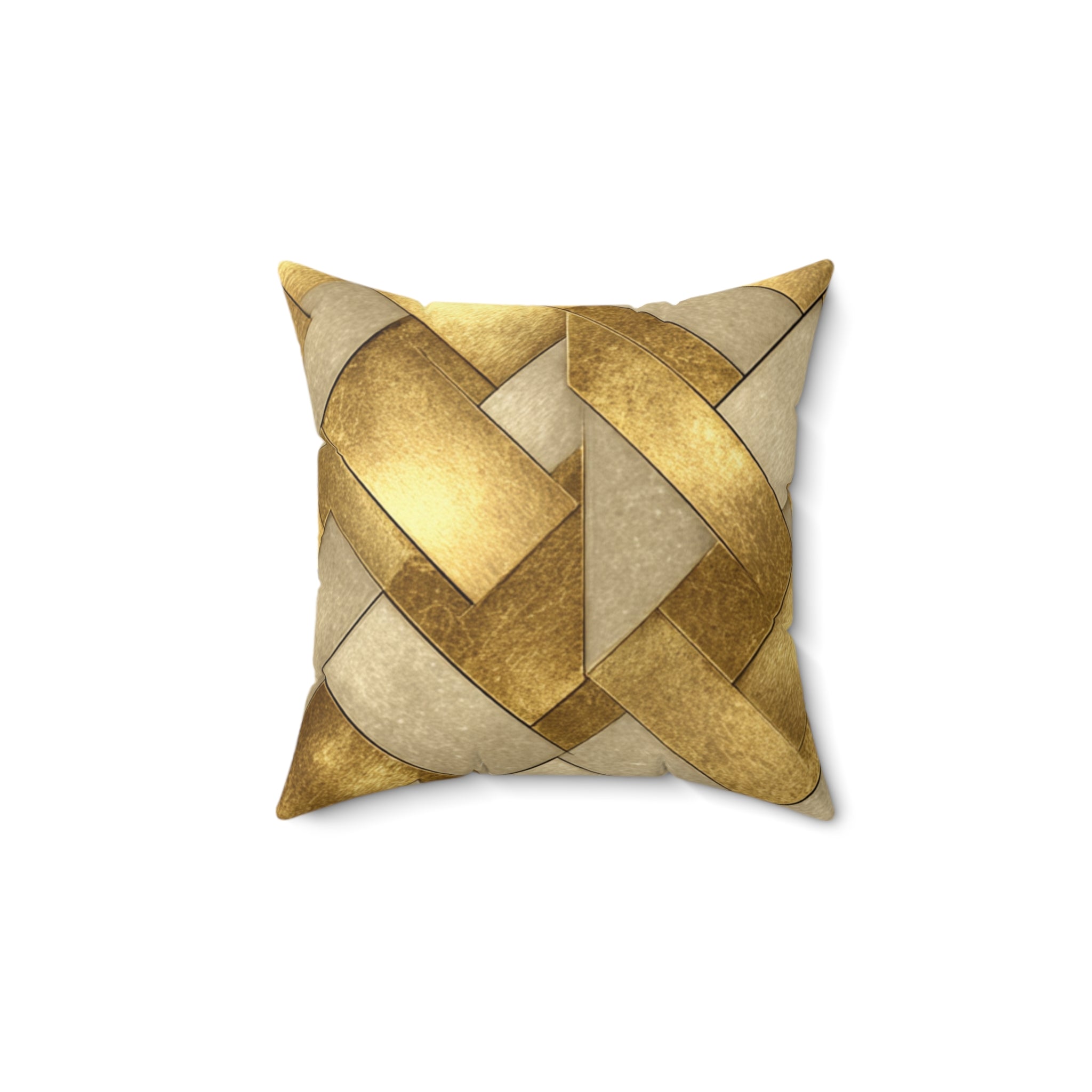 Gold Woven Lattice Celtic Knot Faux Suede Pillow