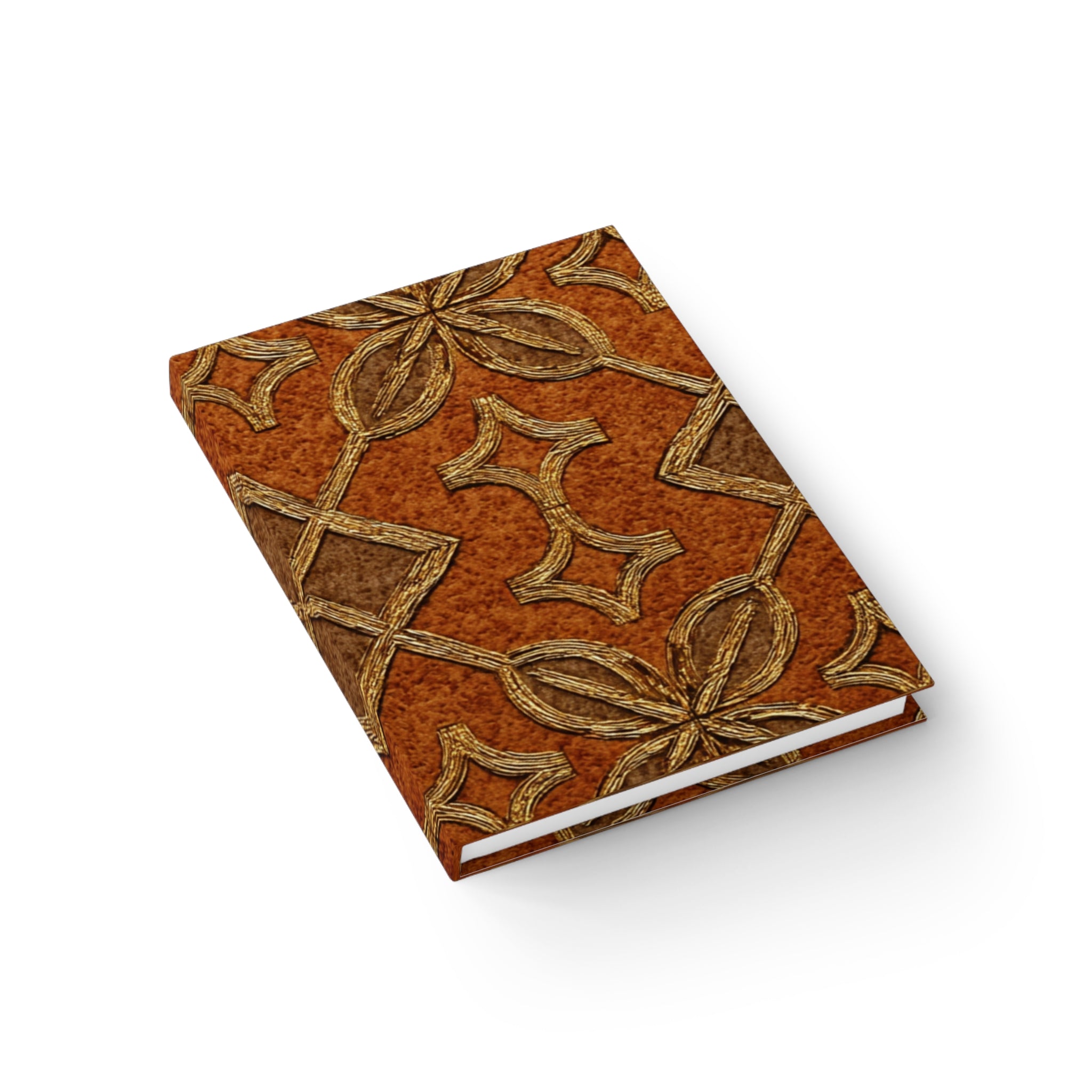 Leather-Pattern Ruled Journal — Vintage Moroccan Tile Notebook