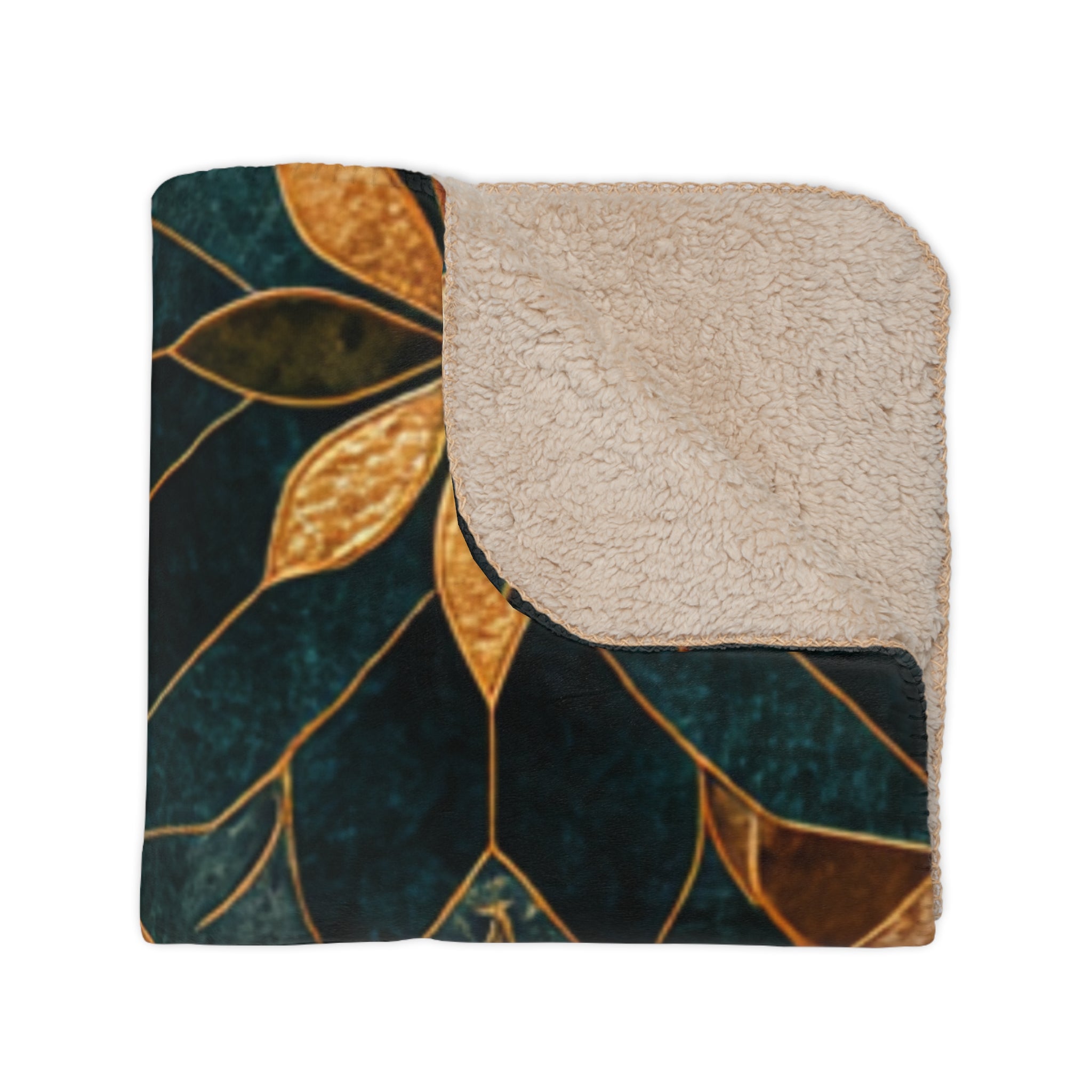 Tan Sherpa Blanket - Rustic Poinsettia Patchwork Throw (Cozy Holiday Gift)