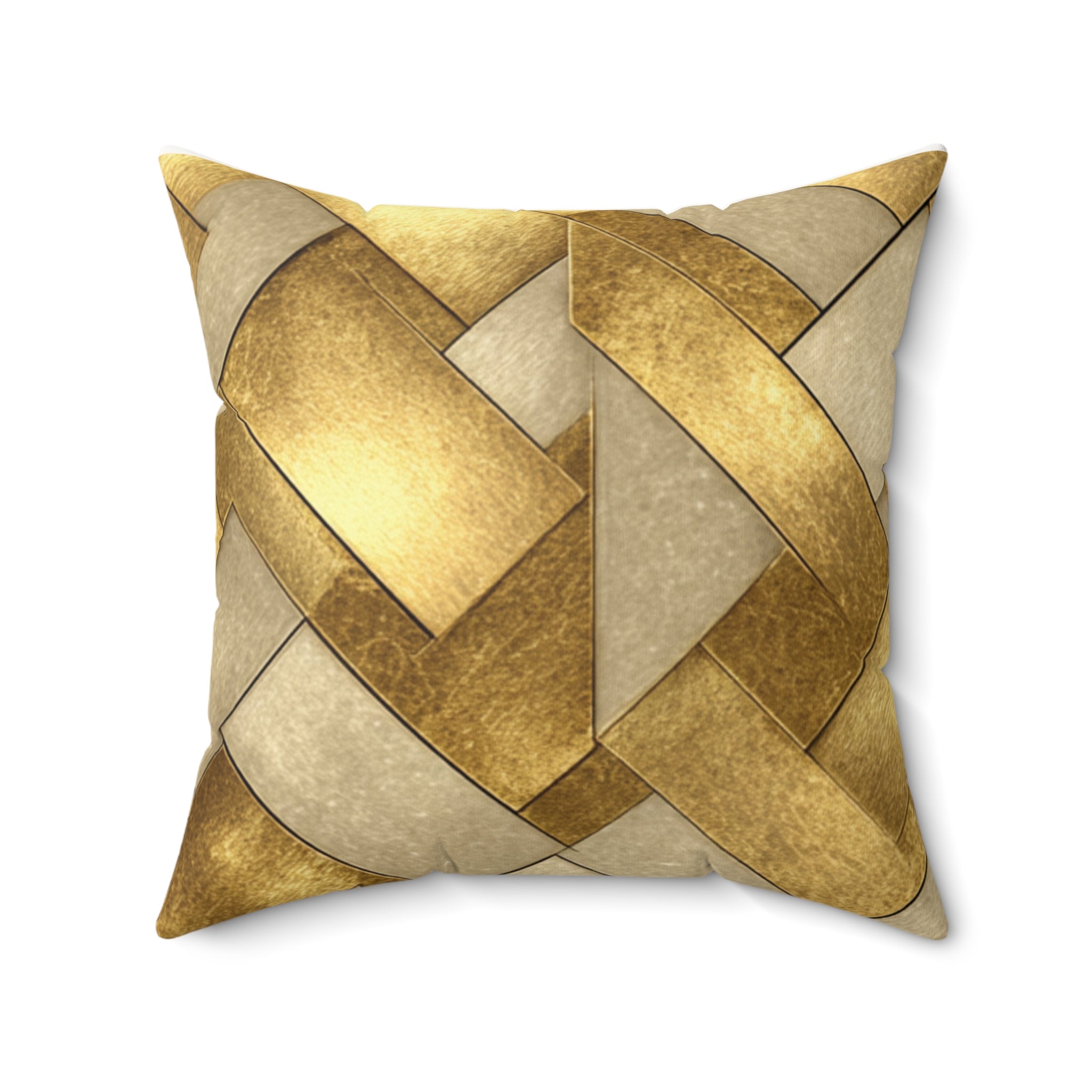 Gold Woven Lattice Celtic Knot Faux Suede Pillow