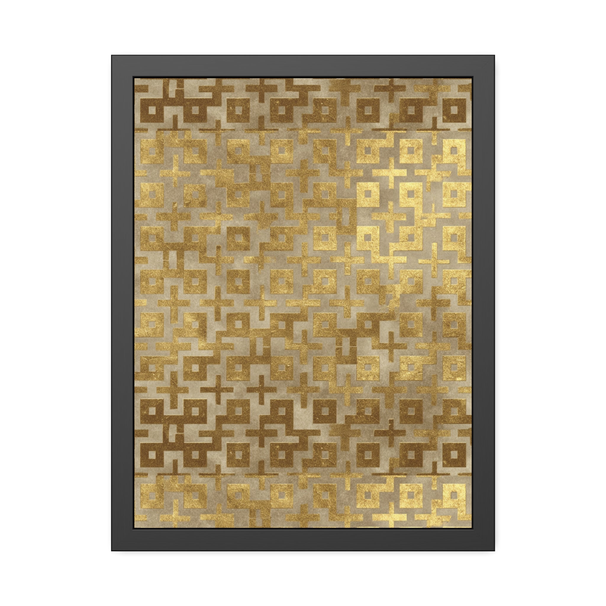 Gold Geometric Framed Poster — Modern Metallic Wall Art