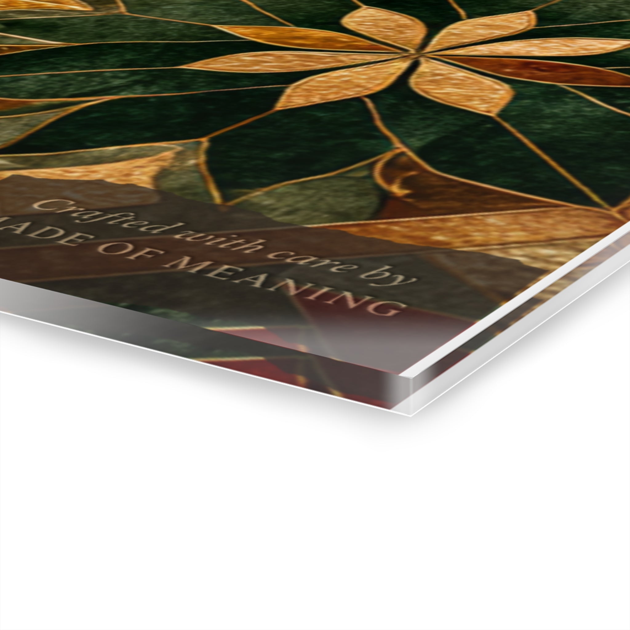 Gilded Poinsettia Mosaic Acrylic Print - Vintage Floral Mosaic Wall Art (French Cleat Hanging)