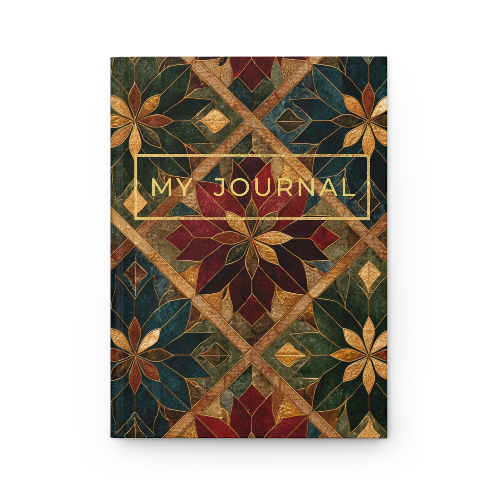 Gilded Poinsettia Mosaic Hardcover Journal — 'My Journal' Matte Notebook