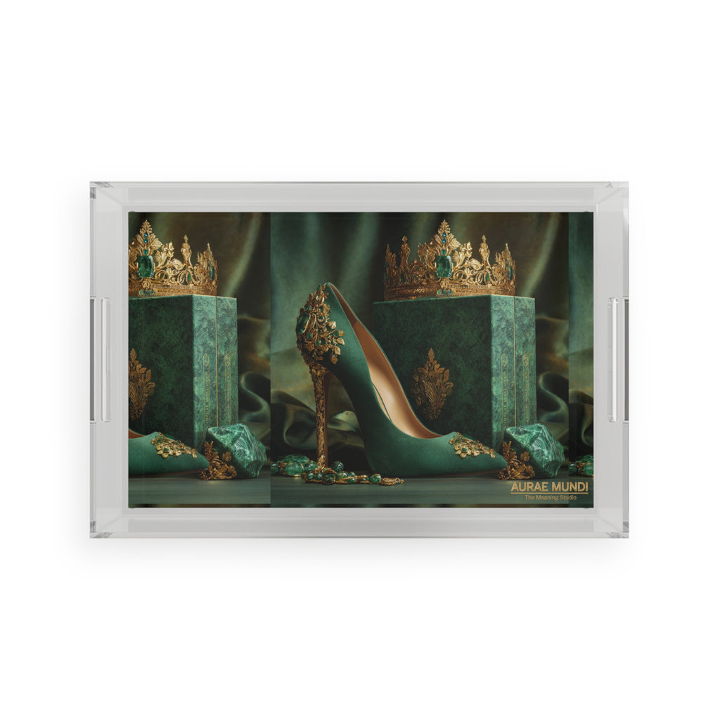 Emerald Crown Heels Acrylic Serving Tray — Luxe Bar & Vanity Decor