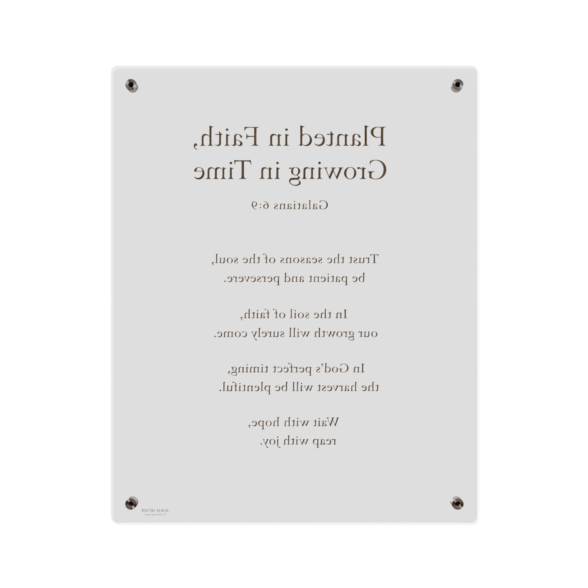 Planted in Faith, Growing in Time — Scripture Acrylic Wall Art (Galatians 6:9)