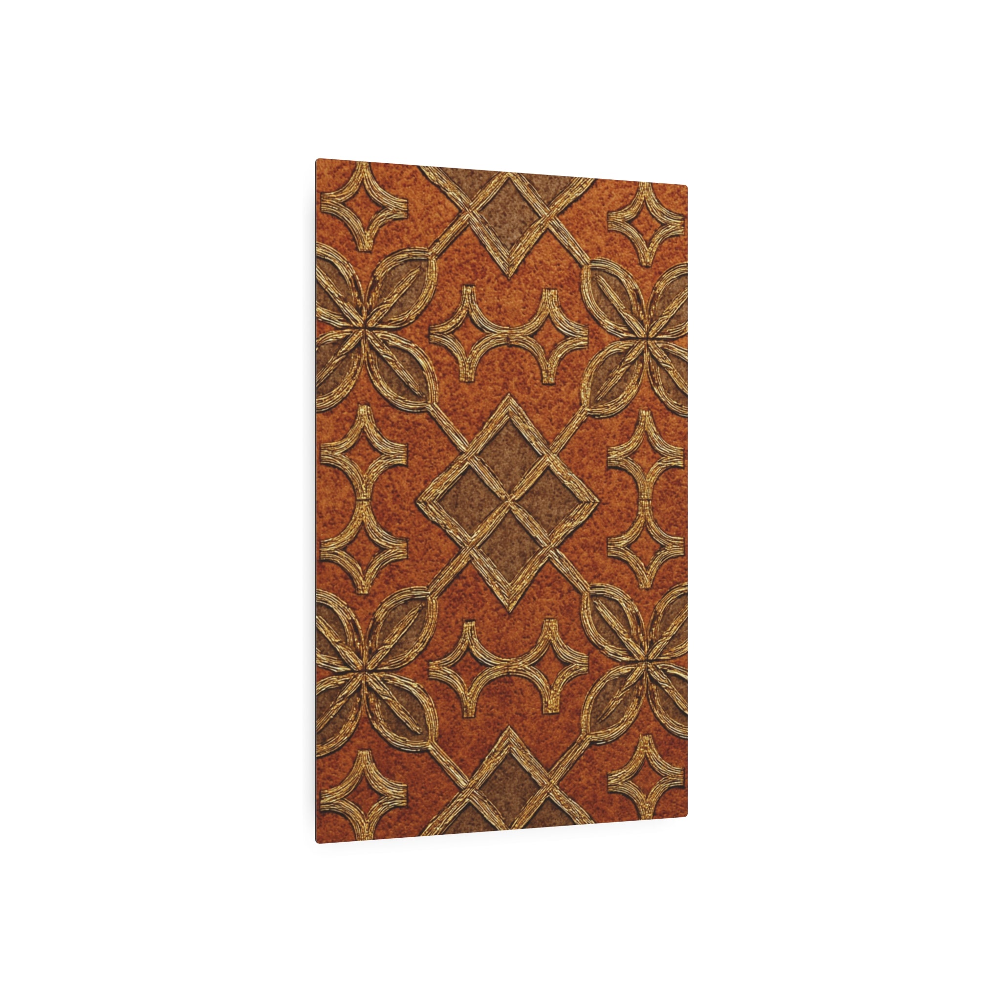 Gilded Rustic Moroccan Tile Metal Art Sign – Decorative Wall Plaque