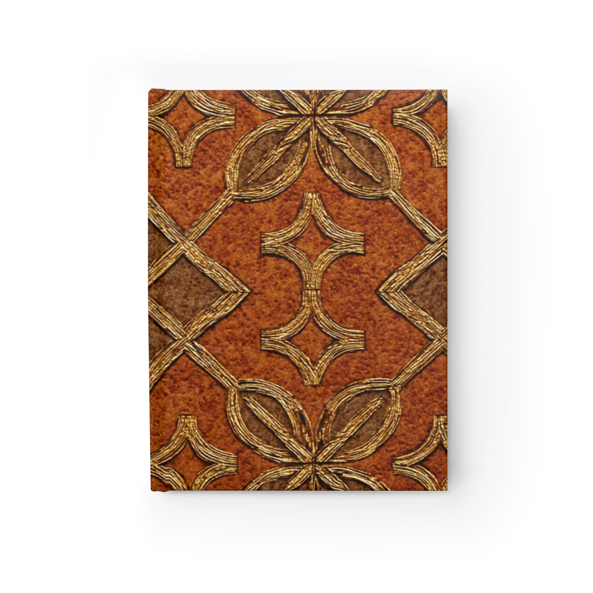 Leather-Pattern Ruled Journal — Vintage Moroccan Tile Notebook