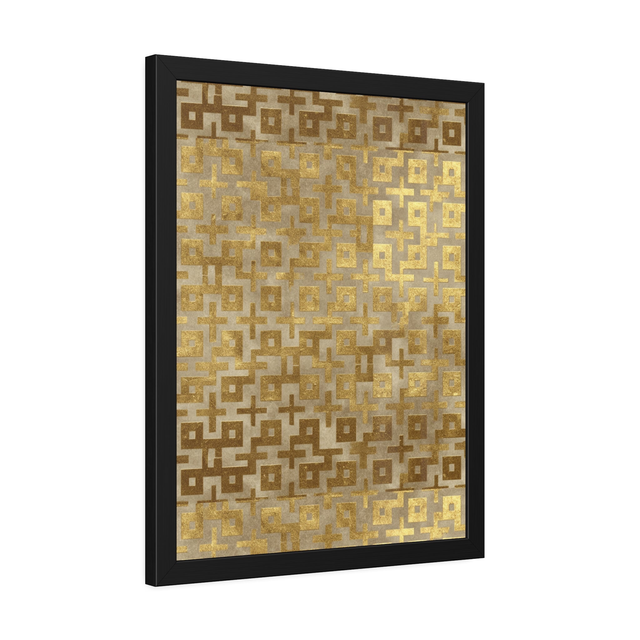 Gold Geometric Framed Poster — Modern Metallic Wall Art