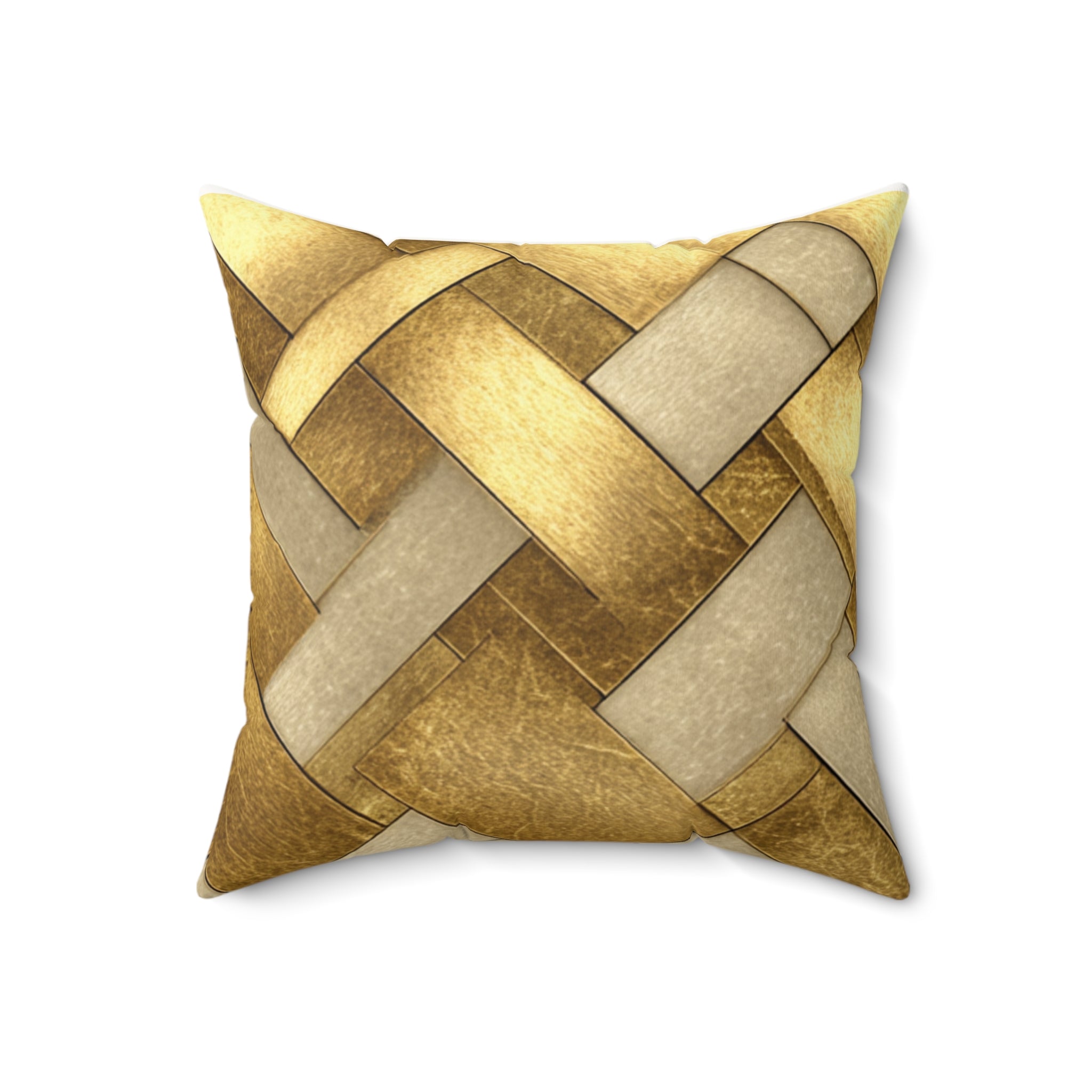 Gold Woven Lattice Celtic Knot Faux Suede Pillow