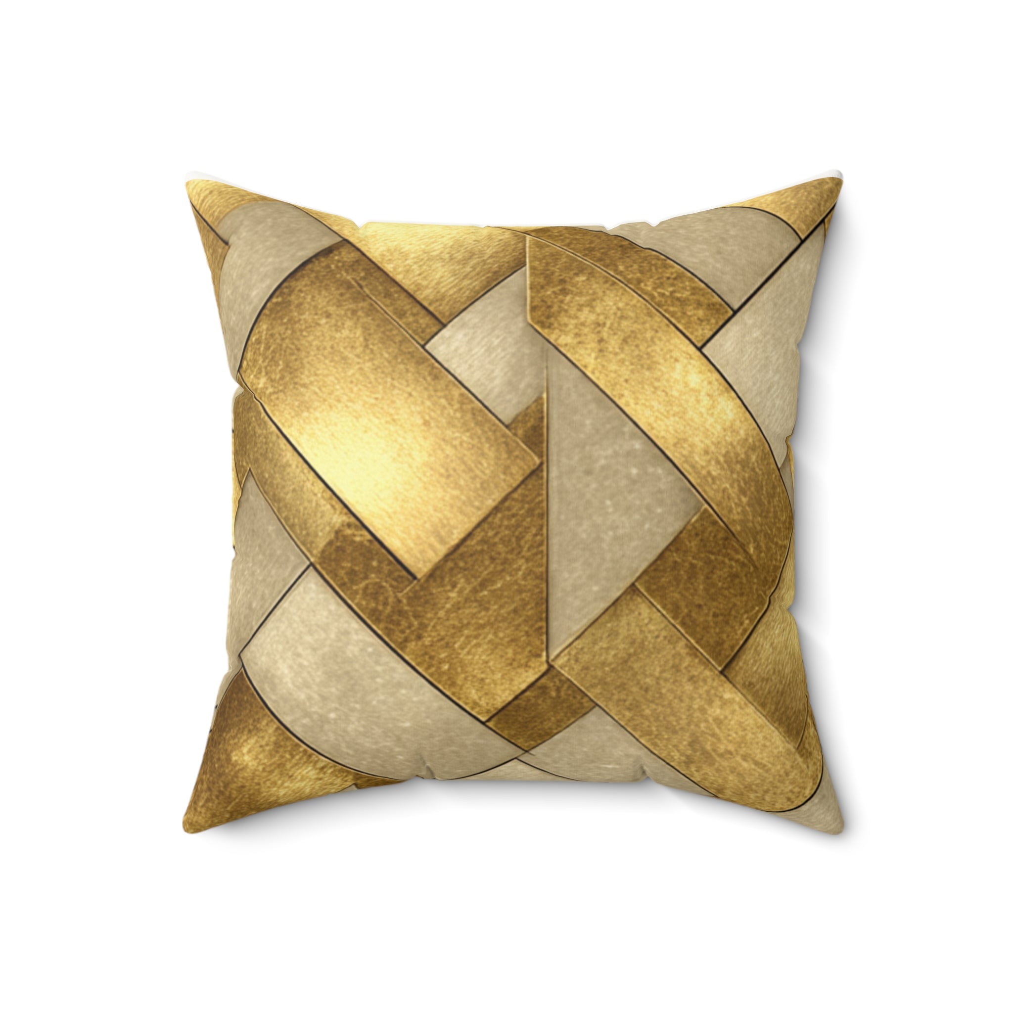 Gold Woven Lattice Celtic Knot Faux Suede Pillow