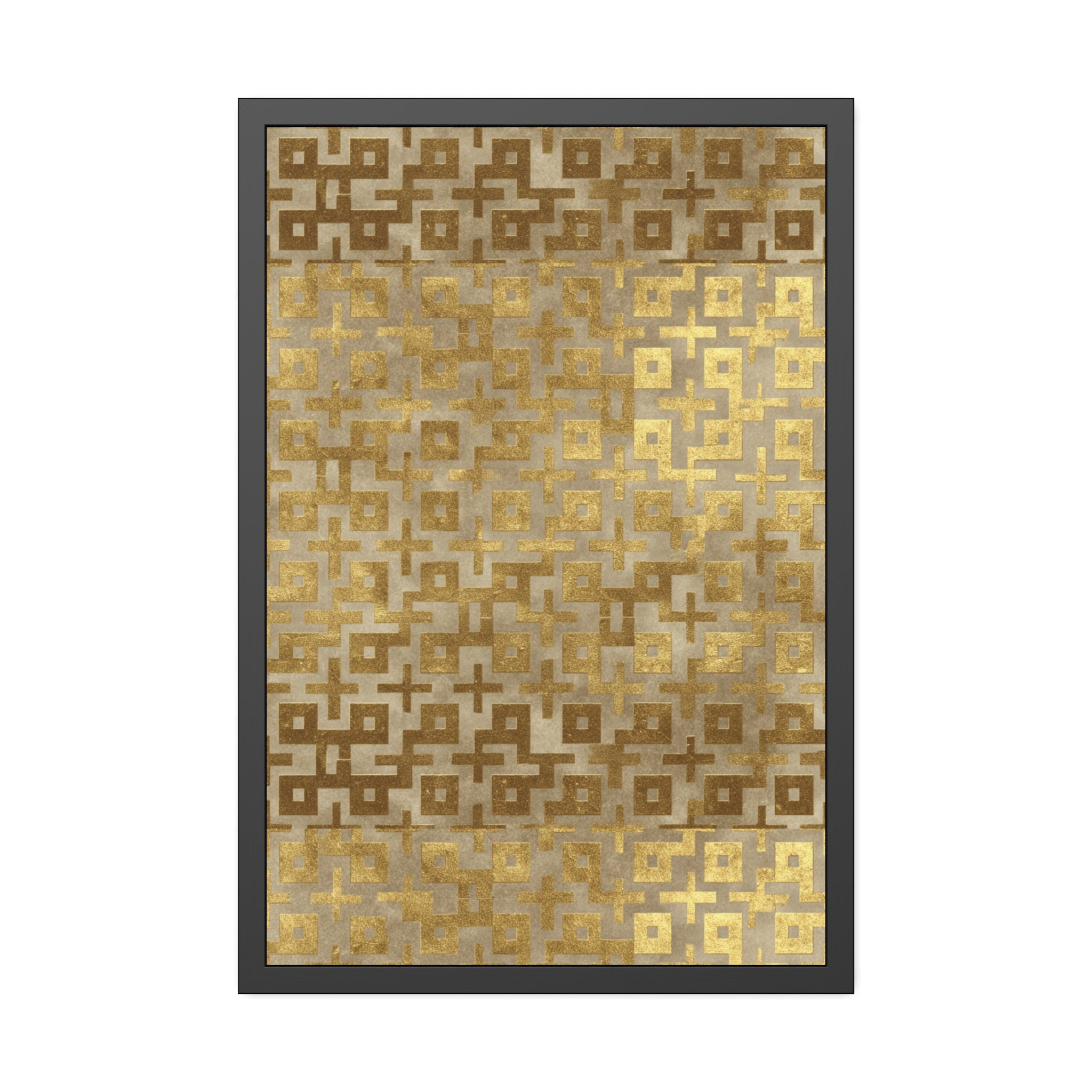 Gold Geometric Framed Poster — Modern Metallic Wall Art