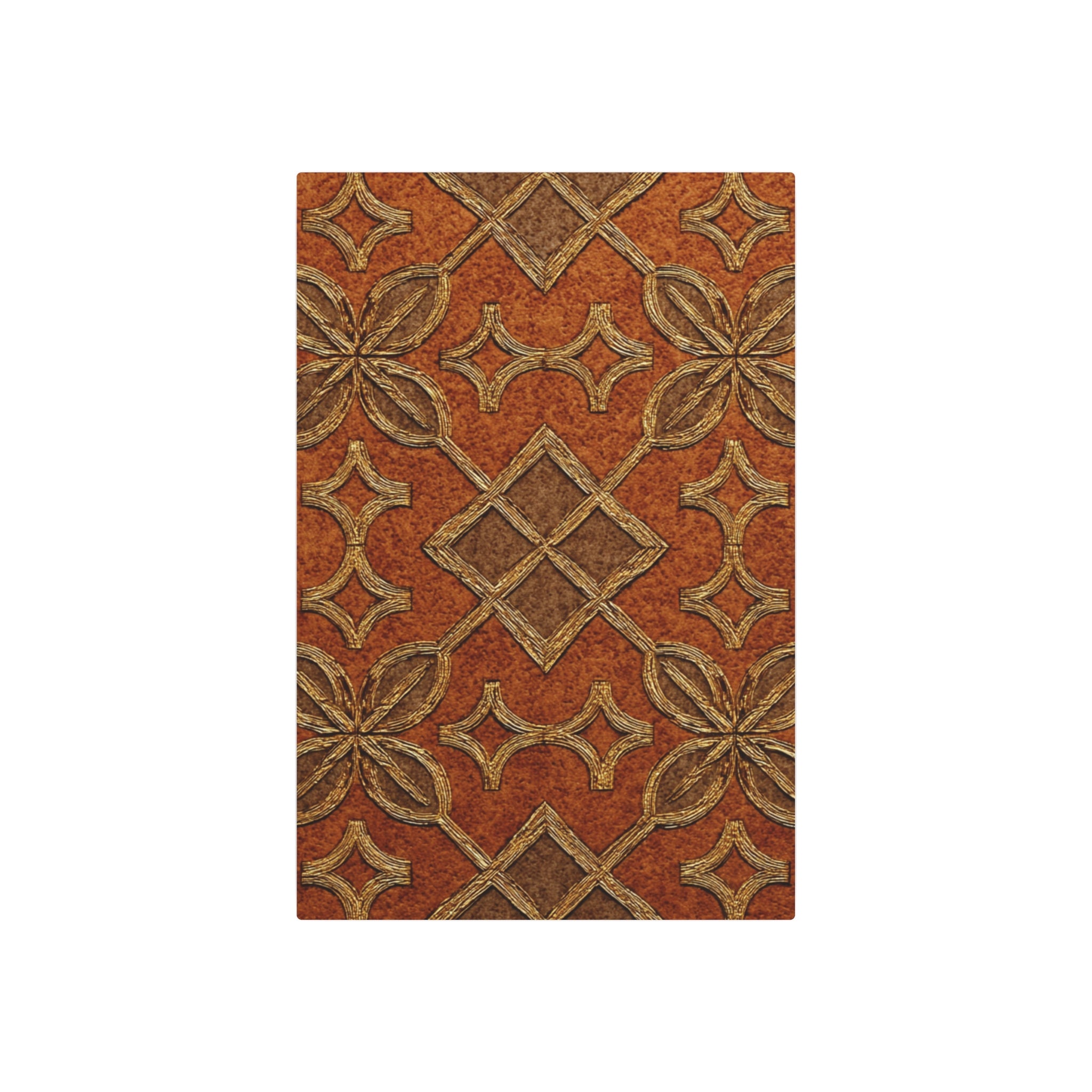 Gilded Rustic Moroccan Tile Metal Art Sign – Decorative Wall Plaque