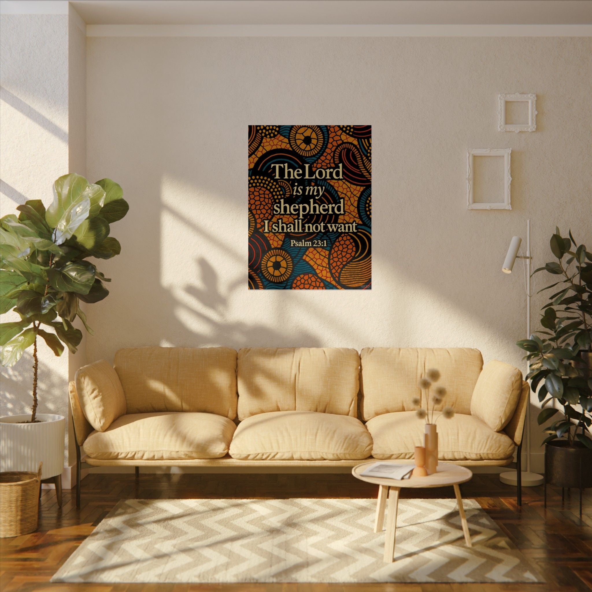 Psalm 23:1 Watercolor Poster - "The Lord Is My Shepherd" Matte Wall Art