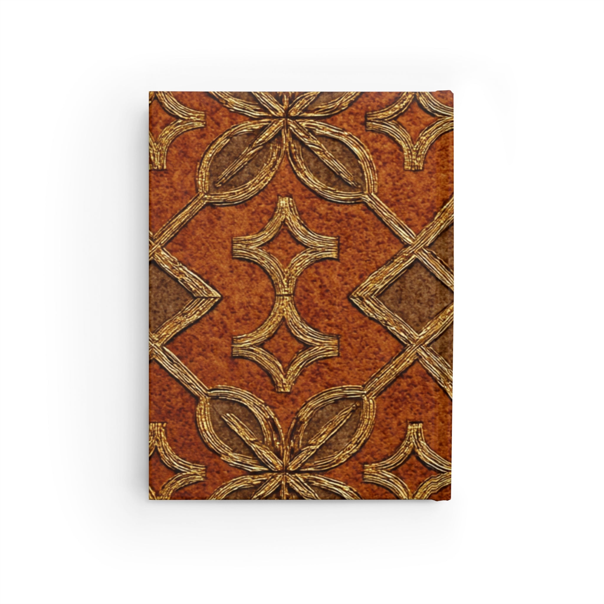 Leather-Pattern Ruled Journal — Vintage Moroccan Tile Notebook