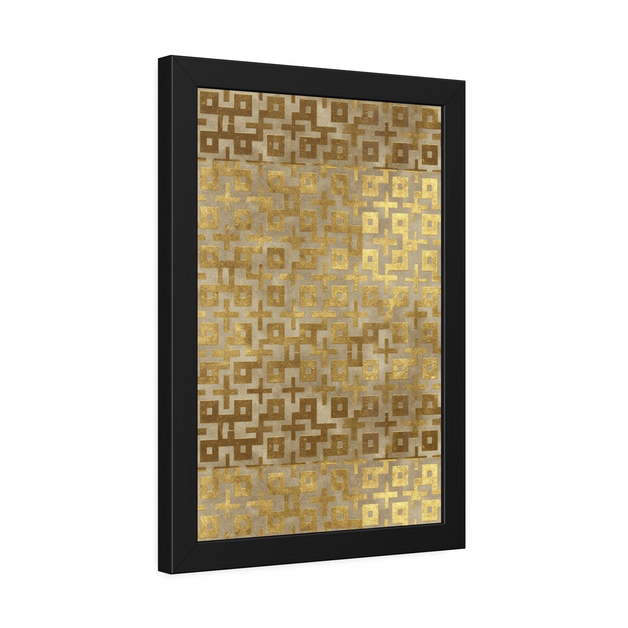 Gold Geometric Framed Poster — Modern Metallic Wall Art