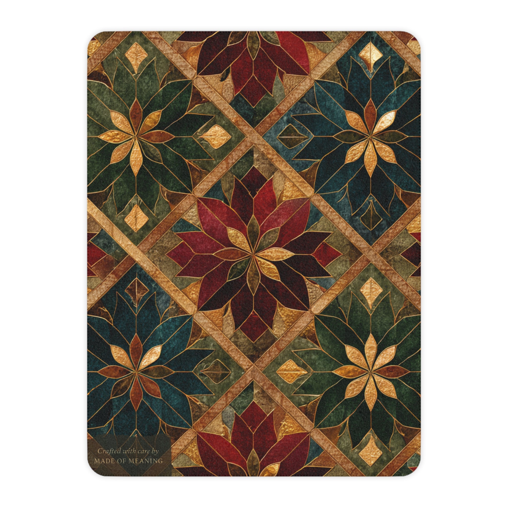 Tan Sherpa Blanket - Rustic Poinsettia Patchwork Throw (Cozy Holiday Gift)