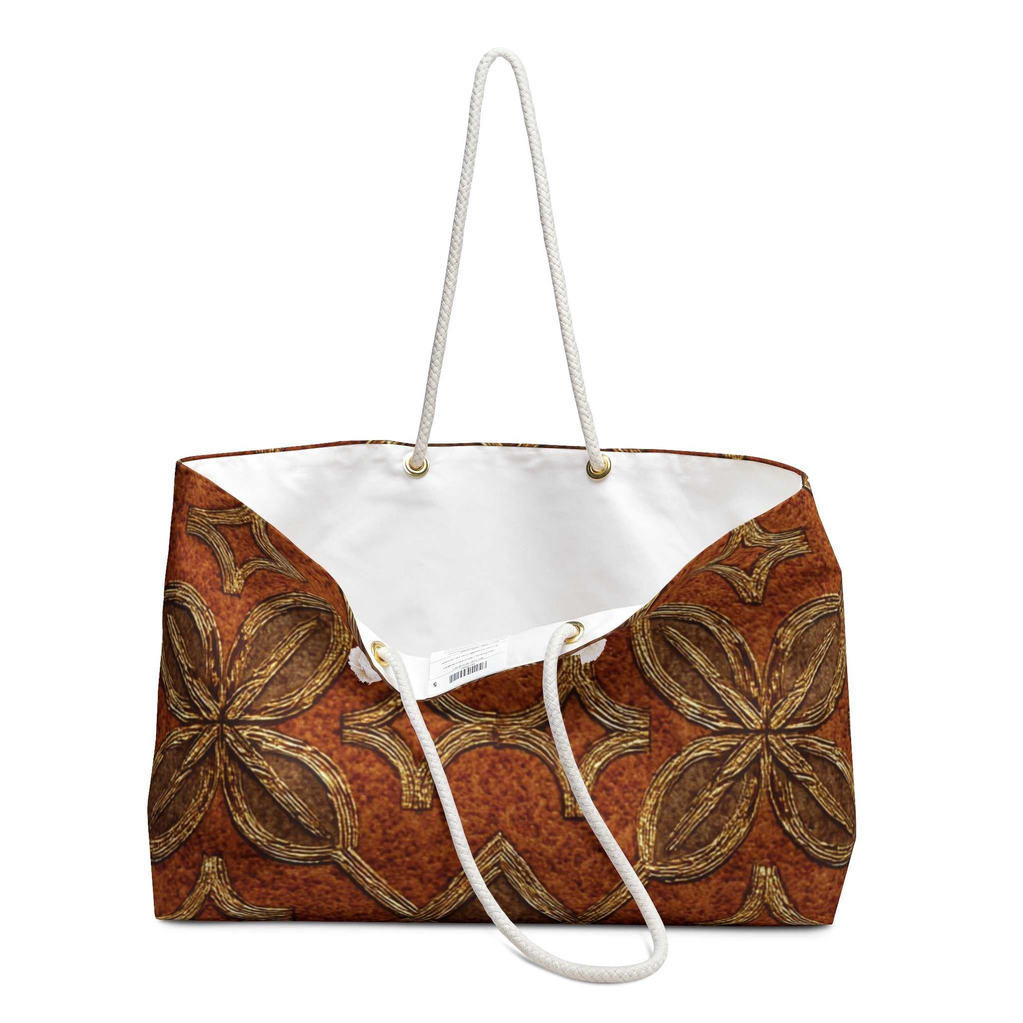 Boho Tile Weekender Bag — Rustic Floral Travel Tote